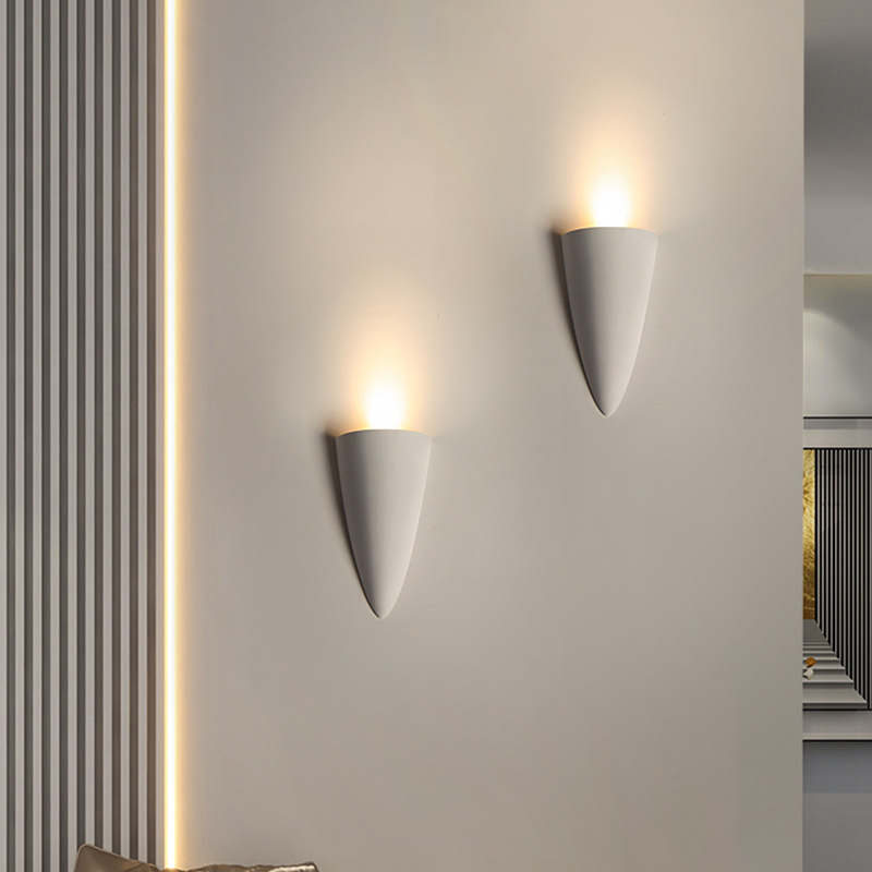 Wabi-Sabi Style Corridor Bedroom Surface-Mounted Plaster Wall Lamp Creative Background Wall Decoration Minimalist Torch Art Lighting