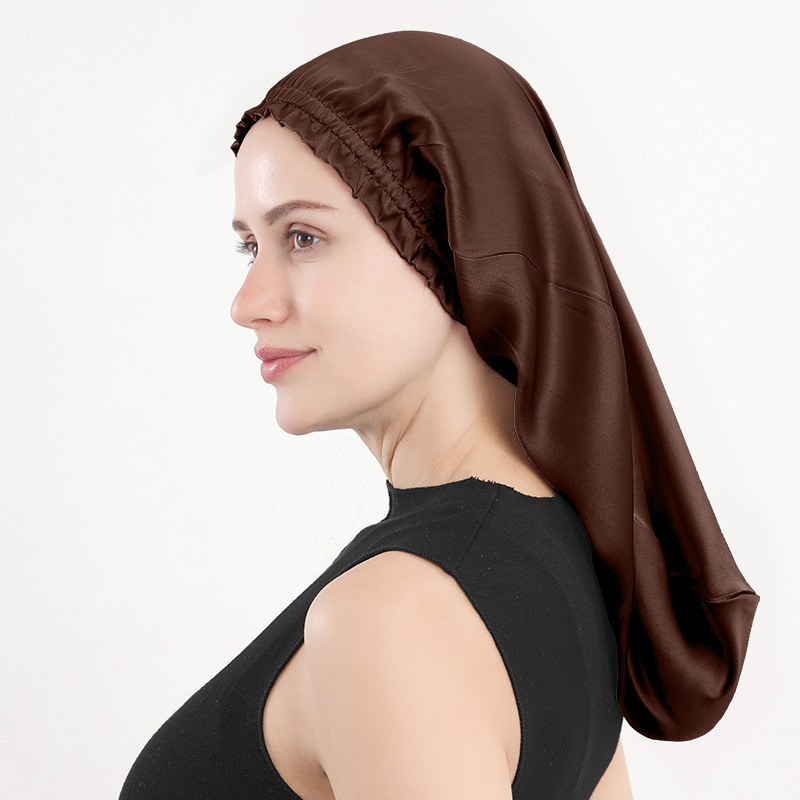 新作 シルクナイトキャップ 16匁桑蚕シルク ロングヘアキャップ フリル付きロングキャップ ホームヘアケアキャップ Amazon