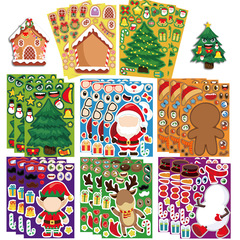 おもちゃパズルステッカー漫画クリスマスイメージmake a faceステッカーdiy手工芸品防水リピートステッカー