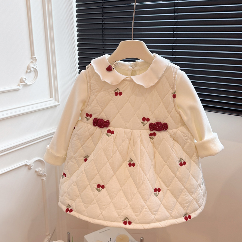 秋冬季新年款女童加绒加厚裙女宝宝保暖连衣裙子儿童潮款衣服童装