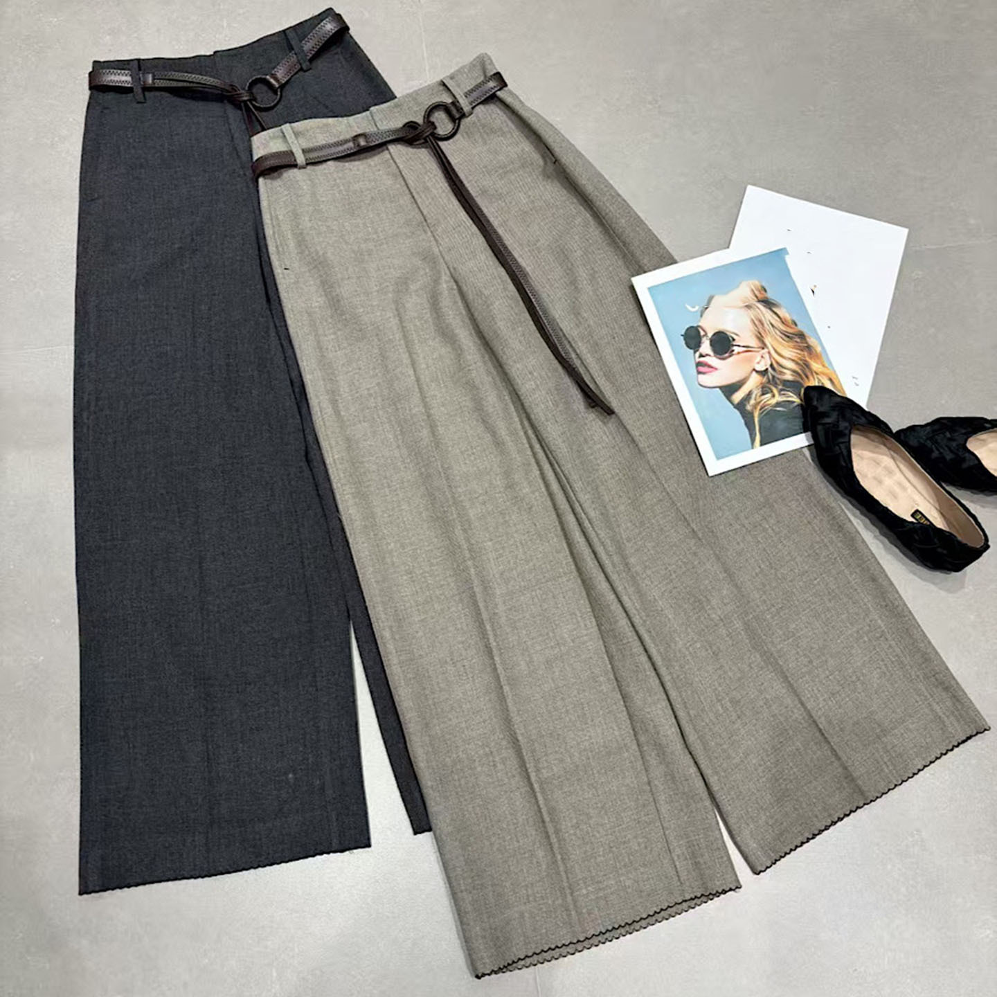 Shenzhen 25 New Nanyou Women's European Design Drawstring High-Waist Slim Casual Straight Suit Wide-Leg Pants for Women