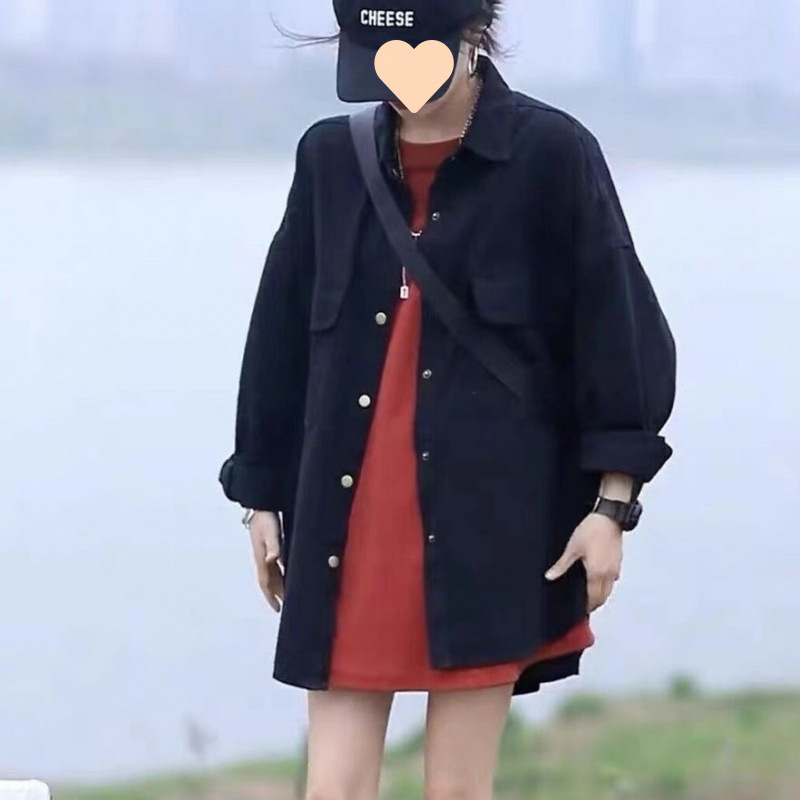 复古港风韩版时尚衬衫外套女秋2025新款休闲宽松显瘦中长款上衣|undefined