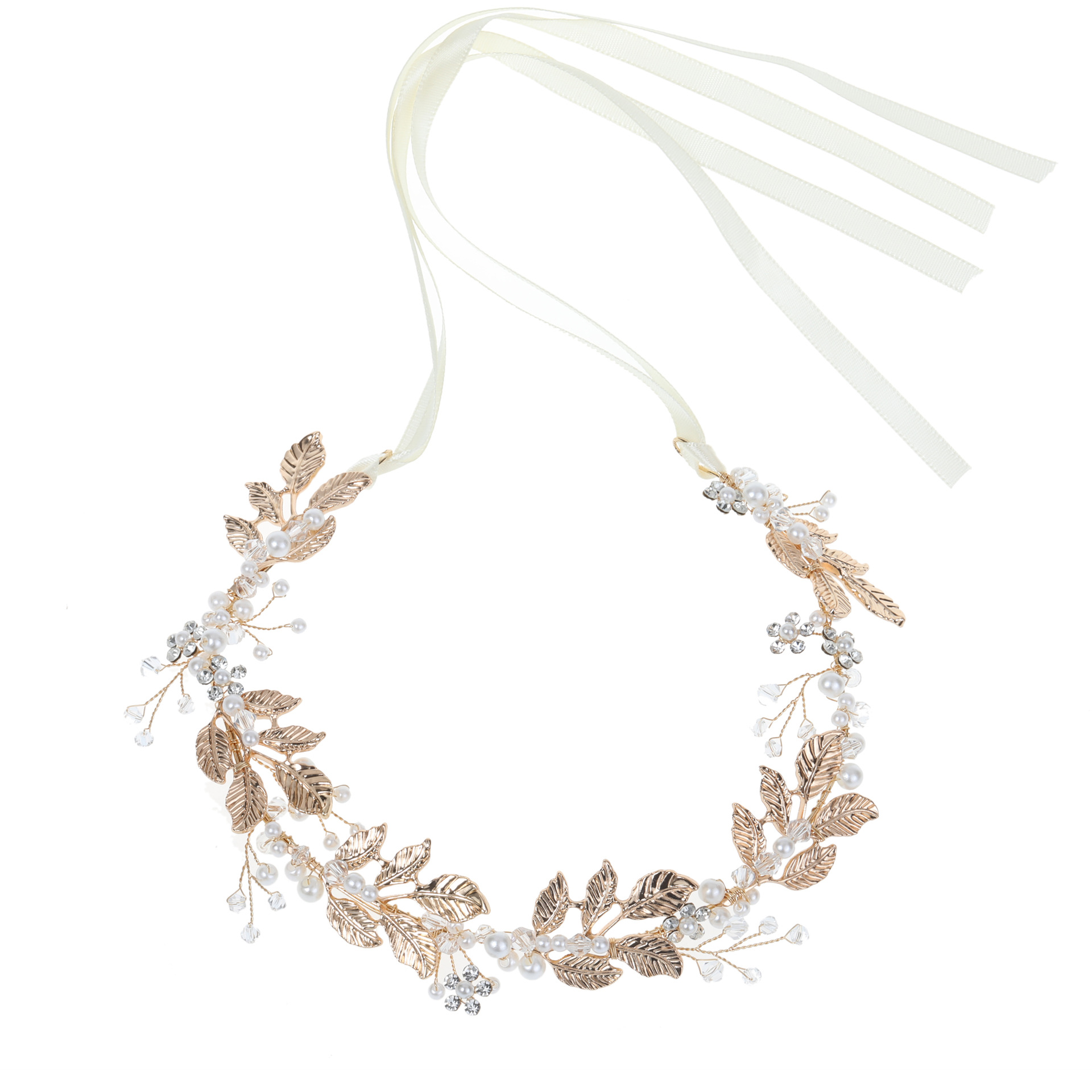 New retro bridal headdress leaves pearl bridal hairband