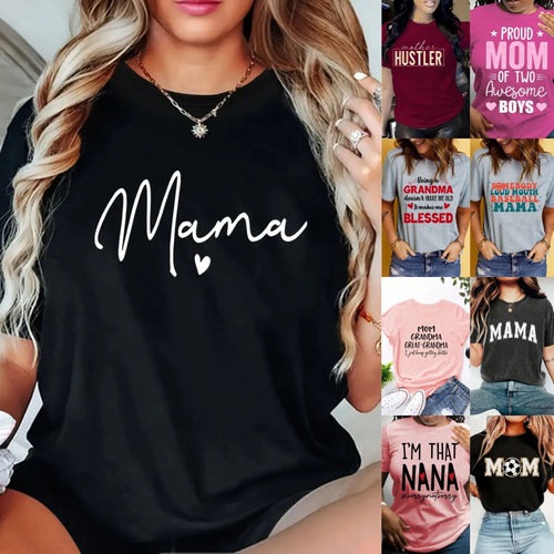 Women's Mother's Day Short Sleeve Round Neck Top - International Women's Apparel Store with Free Shipping