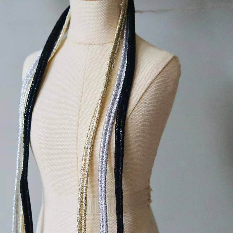 5MM金银线蛇腹双面精致手工DIY旗袍织带法绣服装装饰材料|undefined