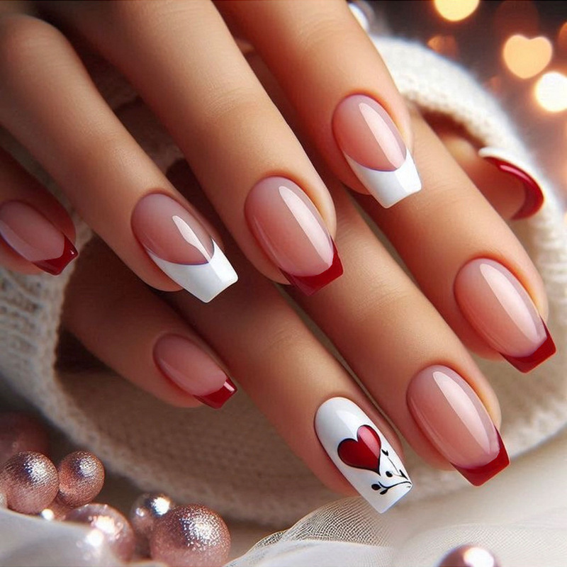 Cross-Border Hot-Selling Chinese Red Love Design Wearable Nails Valentine's Day Gorgeous Fake Nails Nail Patches Cross-Border Hot-Selling Chinese Red Love Design Wearable Nails Valentine's Day Gorgeous Fake Nails Nail Patches