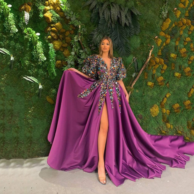 2024 Autumn Winter Cross-border International Trade Women's Independent Store eBay Sexy Beaded V-neck Evening Gown Bodycon Dress New Arrival