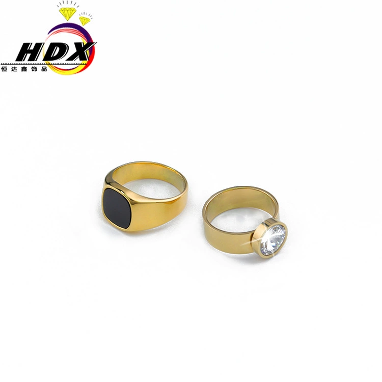 New atmosphere Simple style Temperament Personalized Diamond Patterns Stainless Steel Flat Ring Ring Middle Smart