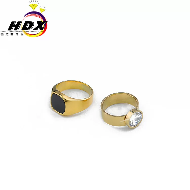 New atmosphere Simple style Temperament Personalized Diamond Patterns Stainless Steel Flat Ring Ring Middle Smart