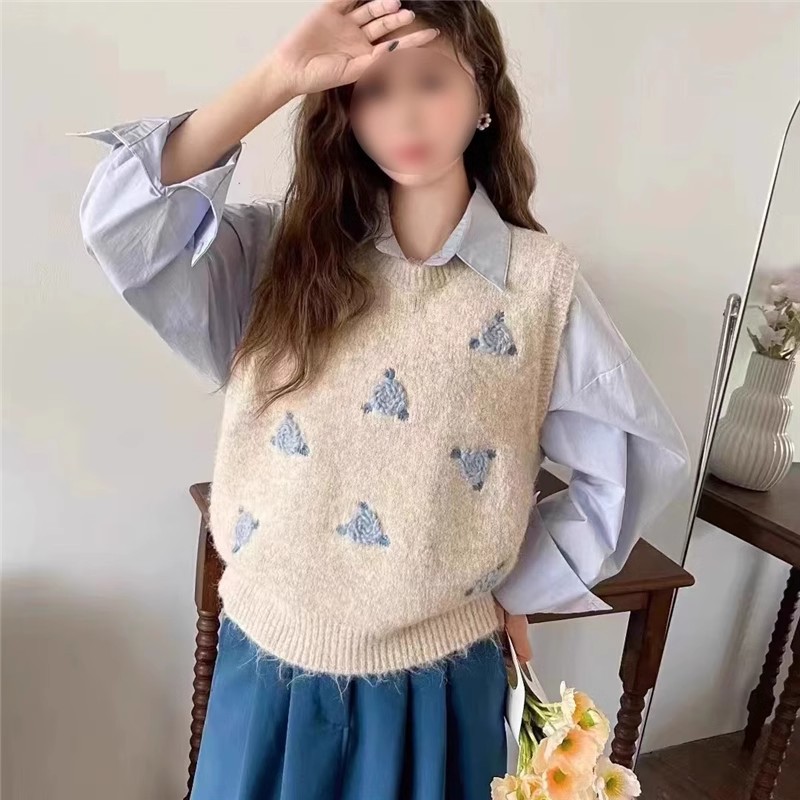Suéter de bordado de flores retro chaleco de mujer chaqueta suelta primavera y otoño con camisa doblada para usar chaleco de punto suave glutinoso chaqueta