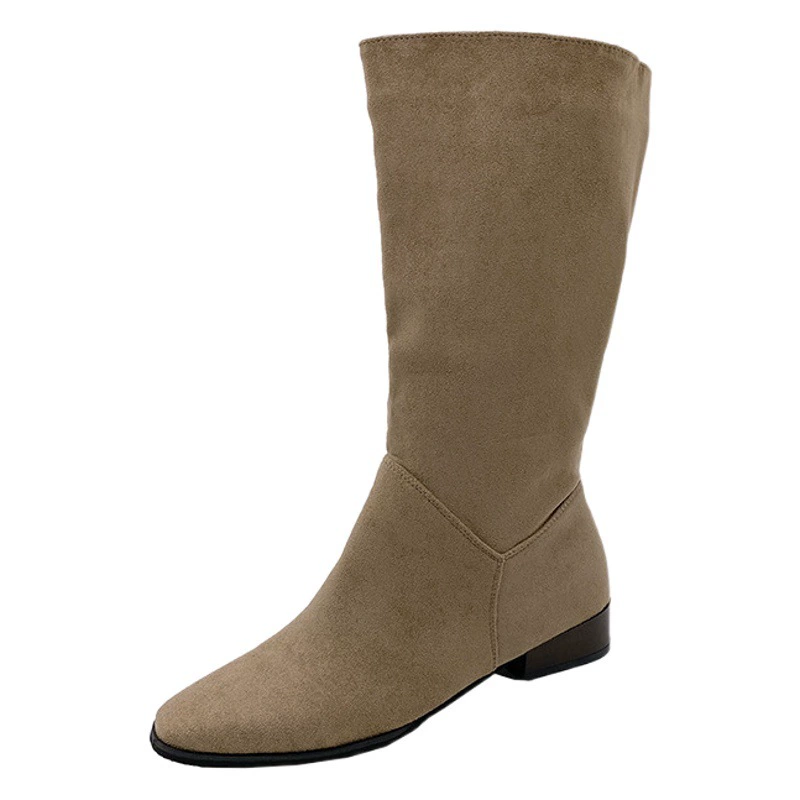 Рыцарские сапоги для женщин 2022 осенне-зимние новые сапоги до середины икры плиссированные сапоги в стиле вестерн верхняя одежда в стиле ретро облегающие джинсовые сапоги