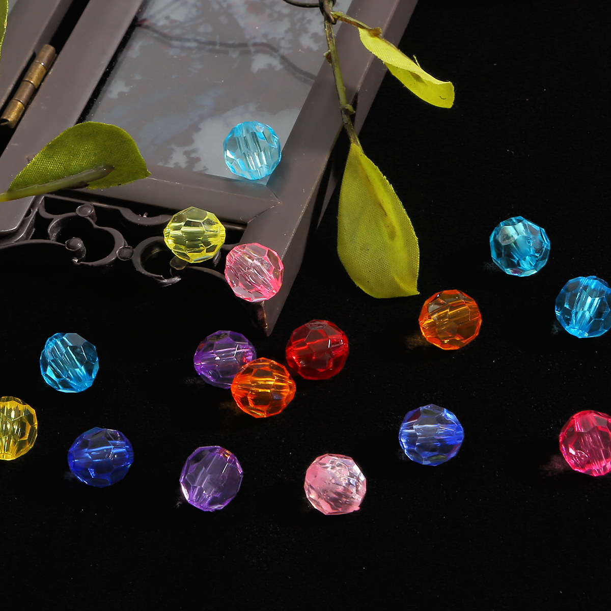 Acrílico de color mixto 32 cuentas transparentes de ángulo de corte DIY hechas a mano antiguas pinzas de pelo collar pulsera accesorios de material de cuentas image 4
