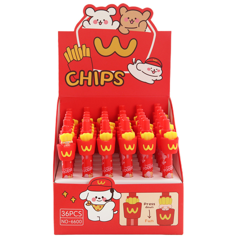 Comida Burger Puppy Surprise Pen Creativo Dibujos animados Forma de goma suave Peekaboo Pluma de gel Papelería de aprendizaje para estudiantes