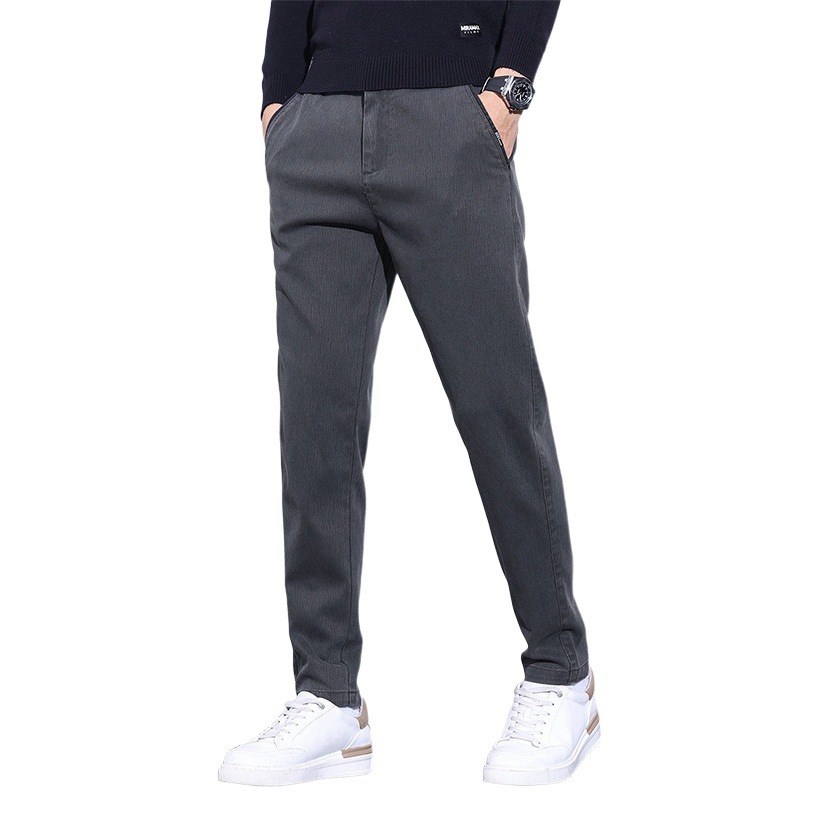 Pantalones juveniles populares para hombres casuales Otoño e Invierno nuevos pantalones antiarrugas resistentes al desgaste pantalones de todos los partidos juveniles elásticos pantalones casuales cómodos
