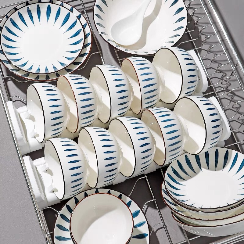 Jingdezhen Ceramic Bowl Household Bowl and Dish Soup Bowl Ceramic Tableware suit High-value Rice Bowl and Dish Combination Simple Gift Giving