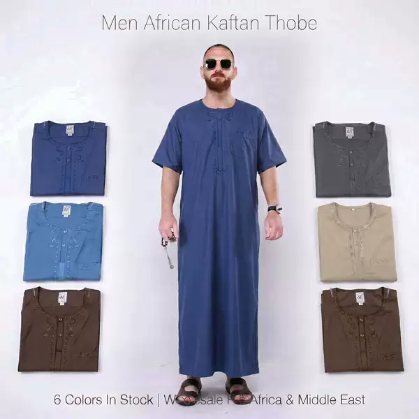 New Moroccan Short-Sleeved Embroidered Round-Neck African Robe Factory Wholesale