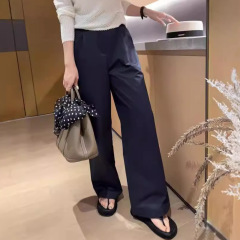 衣录实穿显瘦利落挺拔修长感高腰直筒阔腿裤棉休闲西裤一件代发