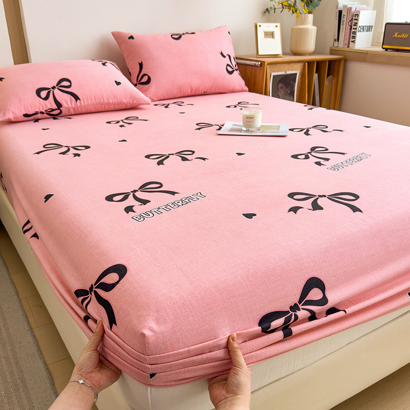 Funda de cama cepillada de algodón cubierta protectora de colchón de una sola pieza 2024 nueva funda de cama impresa para una sola persona para todas las estaciones