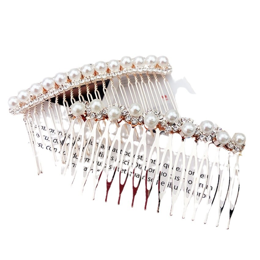 Suministro transfronterizo A058 exquisito diamante-incrustado perla arco peine del pelo de la aleación de inserción peine del pelo de moda peine europeo y americano