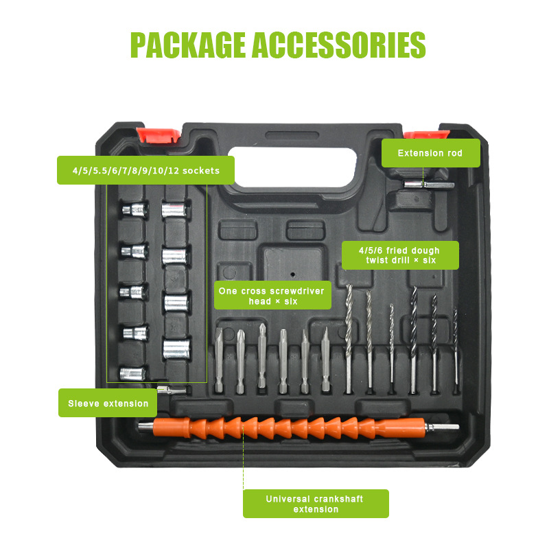 LFINE12V18V21V set taladro eléctrico de litio destornillador eléctrico taladro recargable giro eléctrico