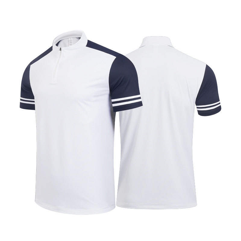 Hombres y mujeres deportes media cremallera ropa de secado rápido negocio casual stand collar Polo manga corta tenis Golf fitness correr ropa