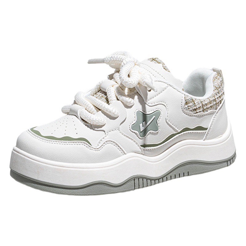 Zapatos cálidos y transpirables con estilo retro, zapatos blancos de suela gruesa con cordones y parte superior baja, zapatillas de nuevo diseño para estudiantes, venta al por mayor