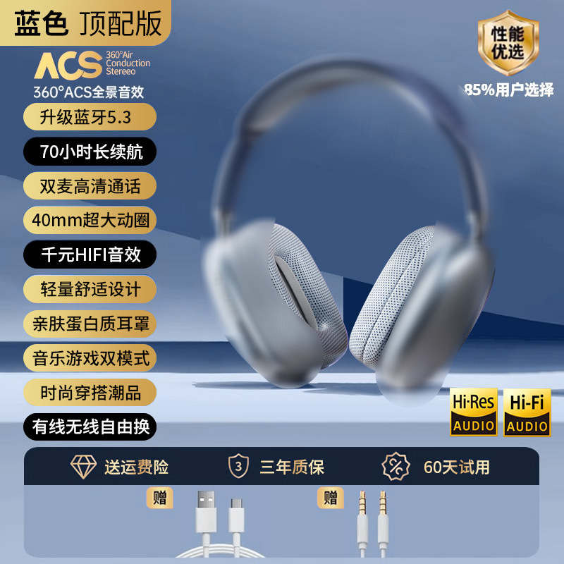 2025新款头戴华强北蓝牙耳机P9proMax适用ios15无线耳机iPhone16|undefined