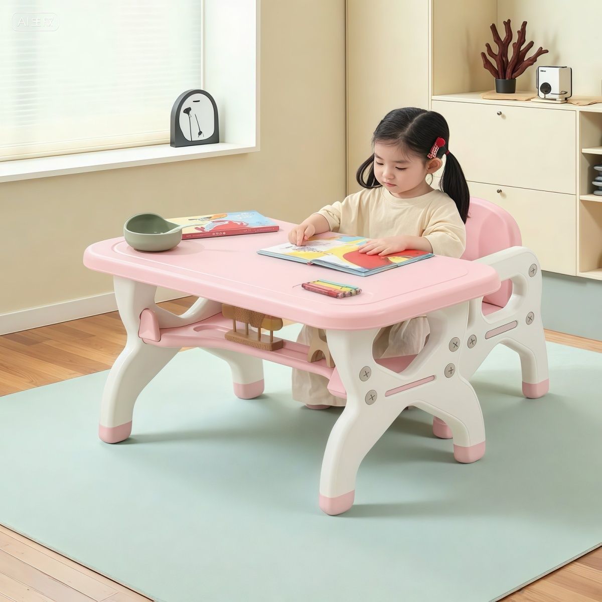 Children's Multifunctional Desk and Chair Set, Baby Dining Table, Learning and Eating Table, Writing, Drawing, Game Toy Table and Chair Factory
