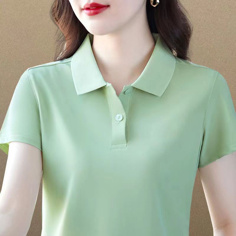 Yレディースの新しい襟の上着の女性の半袖の夏の新しい広場のダンスの服はカジュアルでゆったりしていて、やせているスポーツのtシャツを現します。|undefined