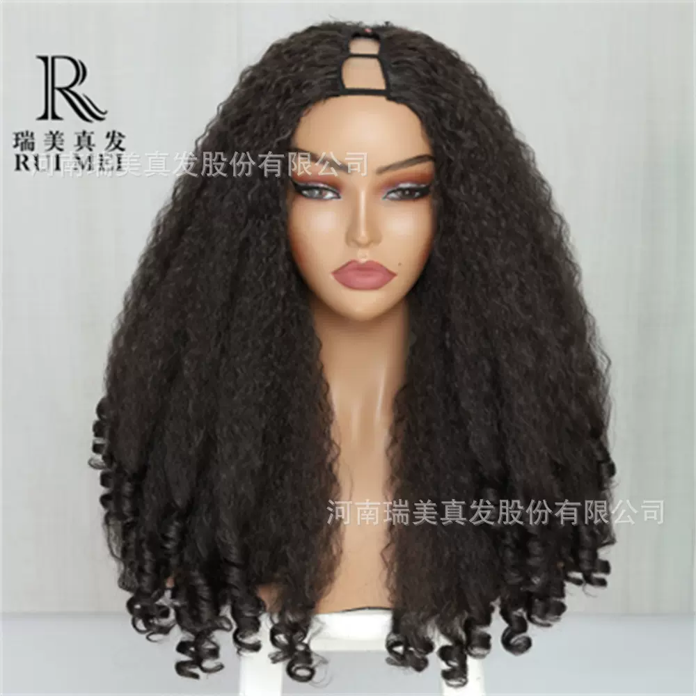 许昌假发工厂欧美时尚化纤机制 VPART 长卷发 曲发头套女