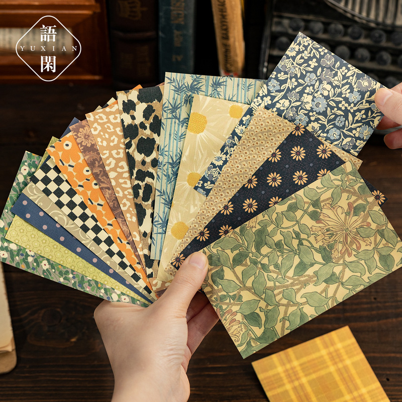 Language idle cloth pattern material paper time warm meaning Series retro literature and art hand account decoration base paper 60 into 6