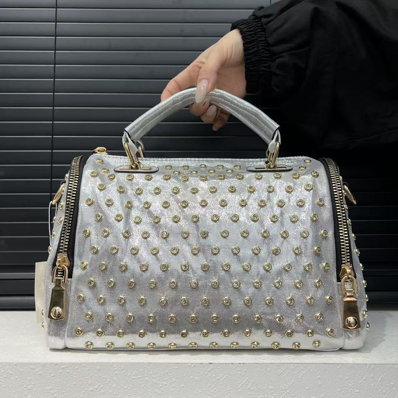 Temu transfronterizo para mujeres elegante temperamento lleno de bolsos de diamantes elegante y lujoso bolso de hombro estrella