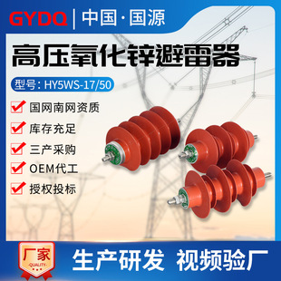 Guoyuan 10KV High Voltage Zinc Oxide Lightning Arrester HY5WS-17/50 Outdoor AC Metal Drop Arrester