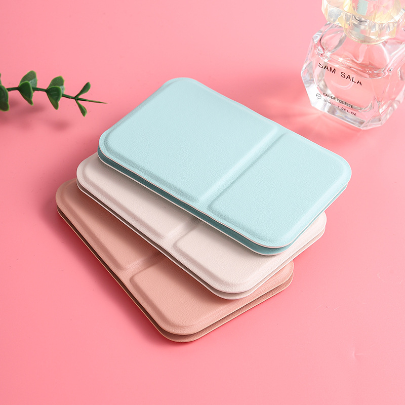 ins风纯色化妆镜学生宿舍清晰补妆镜旅行便携随身小镜子折叠便携