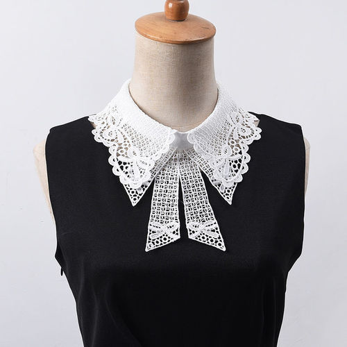 Korean-style versatile and fashionable bow collar, detachable collar for children and adults, decorative collar ring with floral edge lace accessory collar