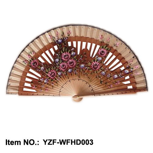 Ventilador clásico plegable, ventilador de madera español europeo, ventilador pintado a mano cheongsam con ventilador