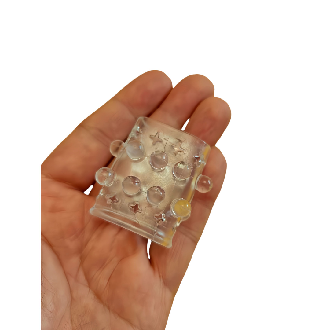 Condón de cristal con forma de diente de lobo para hombre, condón con púas para el pene, condón con bloqueo de semen, productos sexuales eróticos para parejas adultas, venta al por mayor.