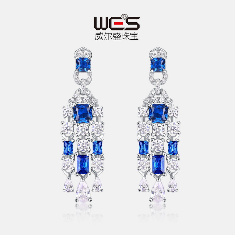 Wilsheng joyería europea y americana retro s925 plata de alto carbono diamante pendientes largos de las mujeres elegantes pendientes del todo-fósforo