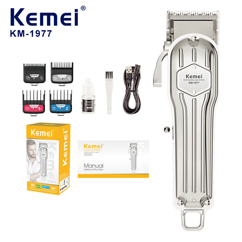 Cortapelos Eléctrico Kemei KM-1977 de Metal, Recortadora Profesional para Cabello y Barba, Venta al por Mayor Transfronteriza.