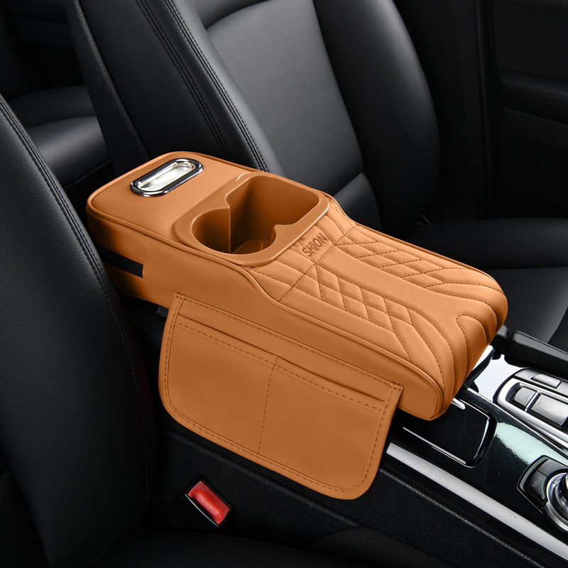 Suitable for 16cm Models, Narrow Version Armrest Box Heightening Pad, Leather Elbow Rest Pad, Tissue Box, Dual Cup Holder, Storage Box