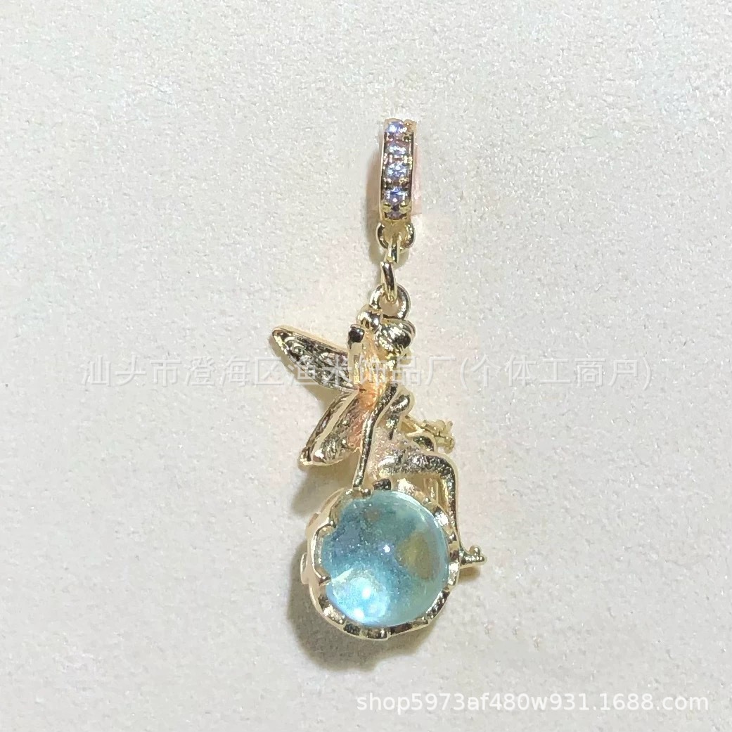 14K Gold-Plated Crystal DIY Accessories Fairy Goddess Pendant Spacer Beads Chain Bracelet Necklace with Chinese Style Jewelry Beads