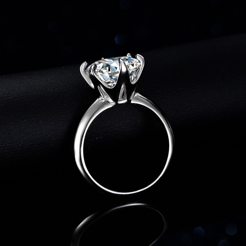 T Brand 6 Claw S925 Silver Ring with 5 Carat Moissanite, Women's Classic Dove Egg Engagement Ring