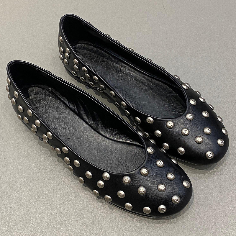 In Stock~4Cm Hidden Heel Niche Retro Studded Ballet Shoes Genuine Leather Round-Toe Mary Jane Shallow-Mouthed Single Shoes for Women In Stock~4Cm Hidden Heel Niche Retro Studded Ballet Shoes Genuine Leather Round-Toe Mary Jane Shallow-Mouthed Single Shoes for Women
