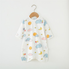 Baby Pajamas, Infant Nightgown, Summer Thin Long-Sleeve Pure Cotton Kids' Nightdress, Toddler Jumpsuit, Little One's Anti-Kick Sleeping Bag