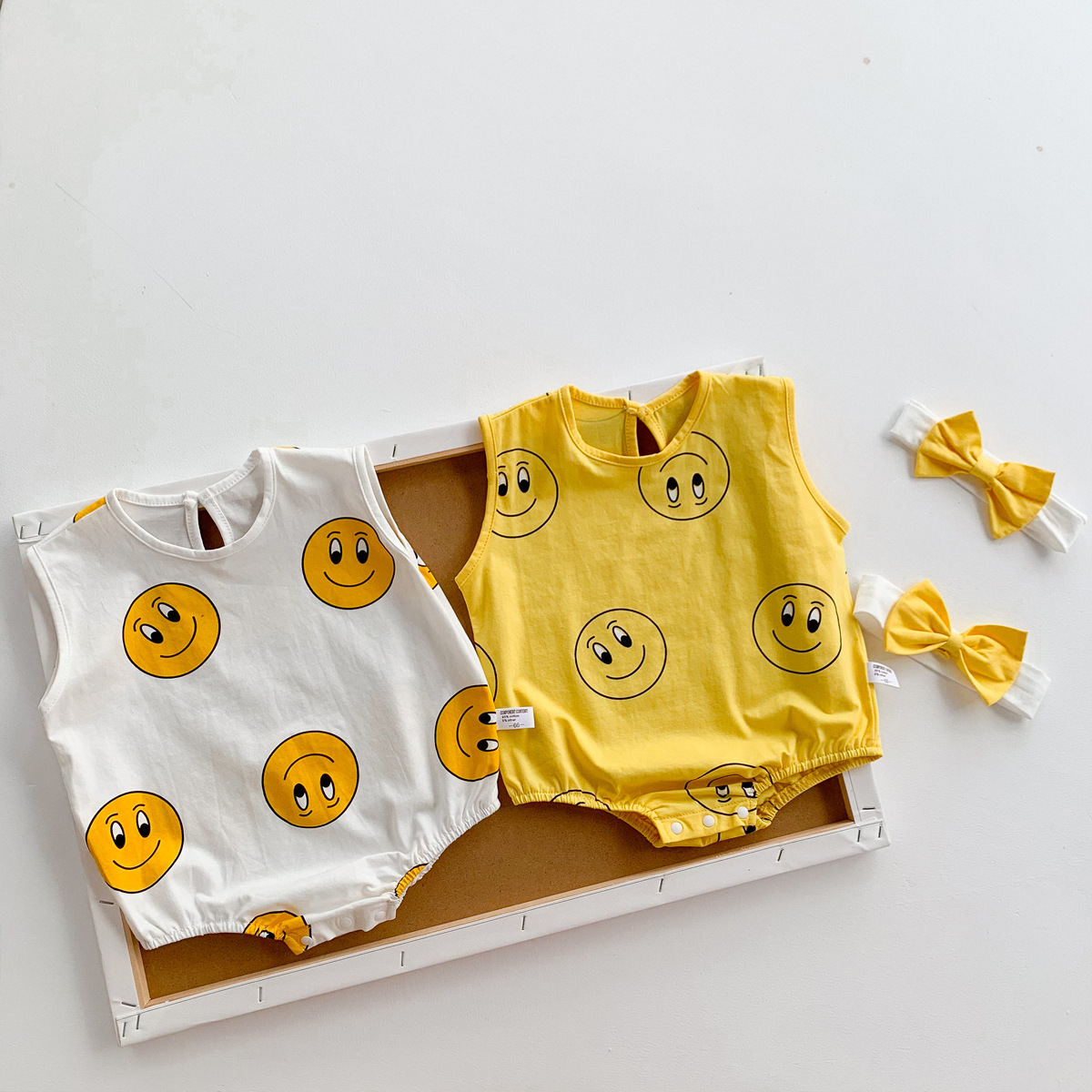 Baby Sleeveless Cute Smiley Loose Casual One-piece Thin Full Printed Romper display picture 27