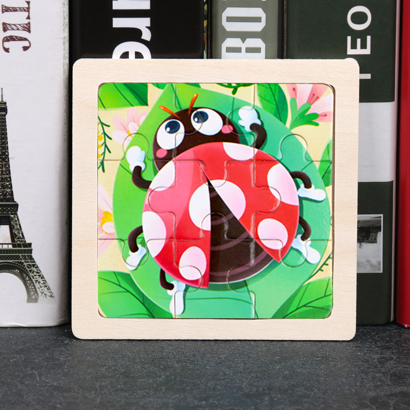 Puzzle pequeño plano de madera de 9 piezas Animal Ocean Traffic Kindergarten Educación temprana Juguetes educativos Puzzle simple de entrada