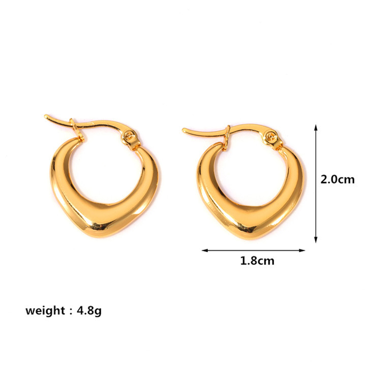 16g Weight Stainless Steel Ear Needle Material Hoop Earrings Classification 1 Pair Quantity Holiday, Daily Occasion Stainless Steel Material Geometric Pattern Women's Gender Plating Design IG Style, Casual Style 1 Pair IG Style Casual Geometric Plating Stainless Steel Hoop Earrings 5