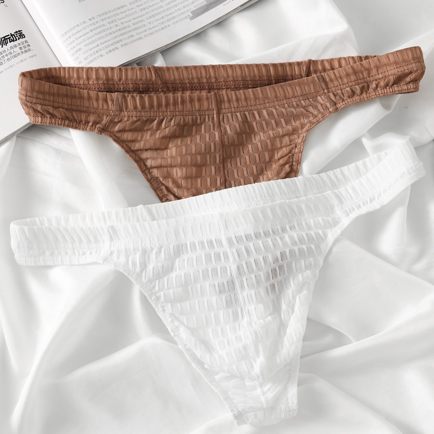 Mesh Underwear Men's Transparent Breathable Sexy Thong Young Boys Simple Slim T-Shaped Pants Sexy Pants