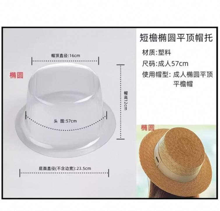 厂家直销现货PVC塑料帽托帽撑 圆头短檐成人礼帽加工女士收纳帽拖|undefined