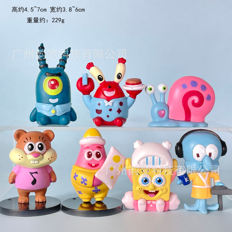 国境を越えた送料無料スポンジボブの仲良しフィギュアおいしいカニバーガーパイビッグスターブラインドボックスガシャポン人形機人形|undefined